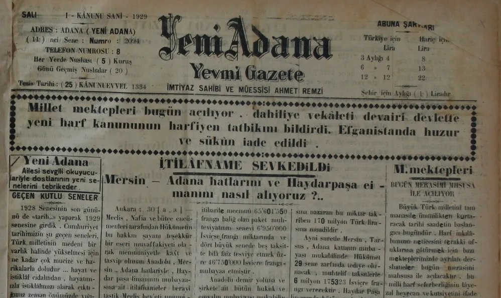 YENİ ADANA GAZETESİ İMTİYAZ SAHİBİ ÇETİN REMZİ YÜREĞİR