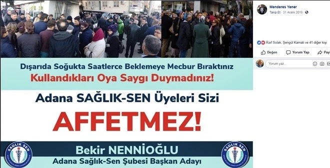 SAĞLIK SEN ADANA DELEGE SEÇİMİ YİNE YARGIDA