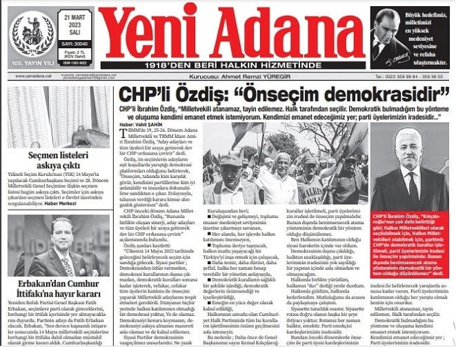 CHP’li ÖZDİŞ: ÖNSEÇİM DEMOKRASİDİR